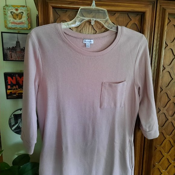 3/$15 Love Fire 3/4 Sleeve Sweater Dress with pockets - Blush Pink, Size M - Picture 4 of 16